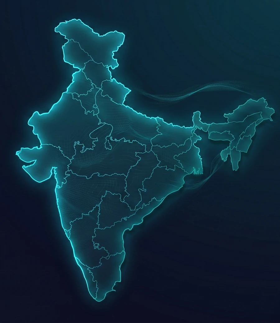 Glowing map of India